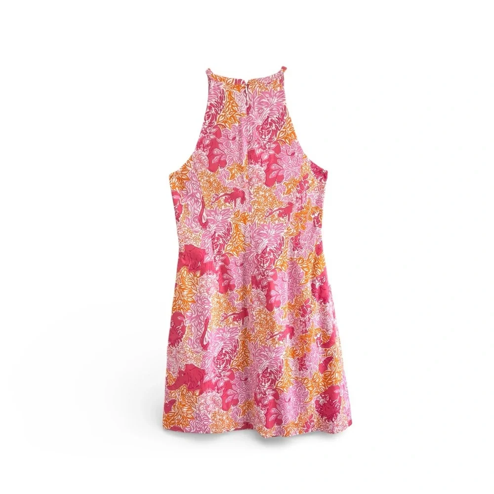 LILLY PULITZER VINTAGE POPPY PINK PARTY ANIMALS RESORT WEAR PREPPY DRESS SZ 6 - Picture 2 of 5